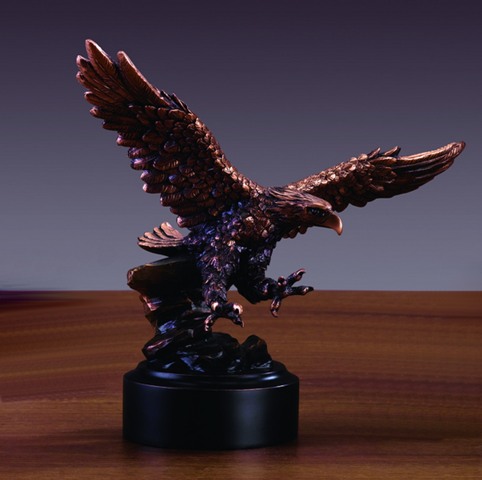 F Swooping Eagle Bronze Plated Resin Sculpture