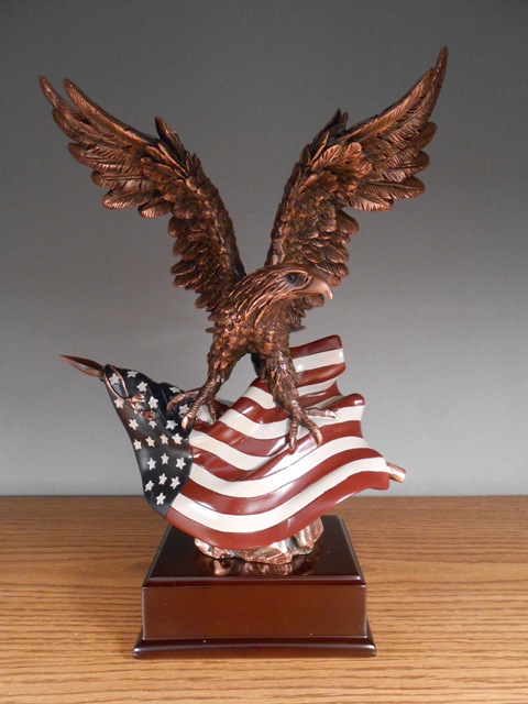 F Eagle With Flag Bronze Plated Resin Sculpture - 9 x 6 x 13 in -  DwellingDesigns, DW2619767