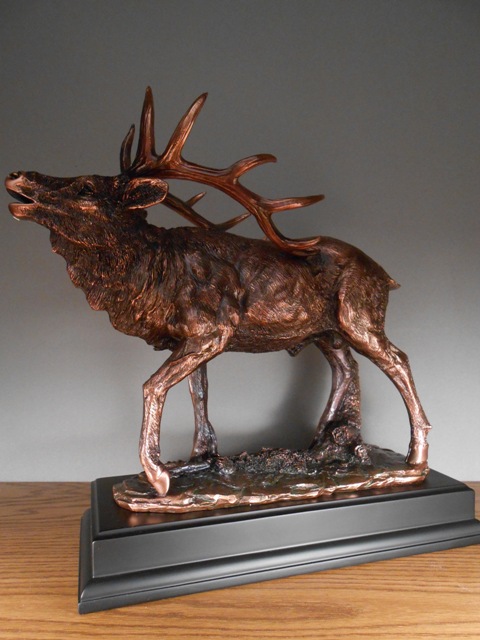 F Large Elk Bronze Plated Resin Sculpture