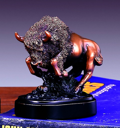 F Buffalo Bronze Plated Resin Sculpture