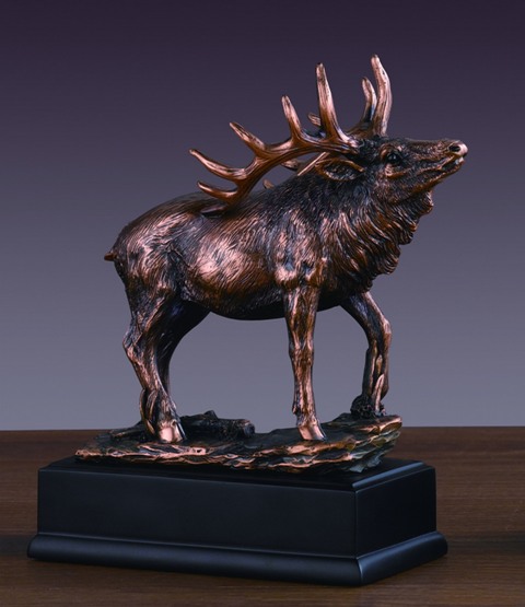 F Elk Bronze Plated Resin Sculpture