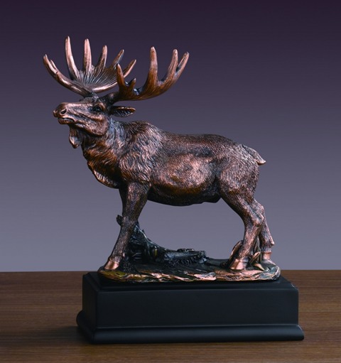 F Moose Bronze Plated Resin Sculpture