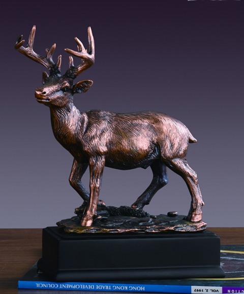 F Deer Bronze Plated Resin Sculpture