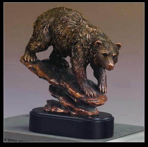 F Bear Bronze Plated Resin Sculpture