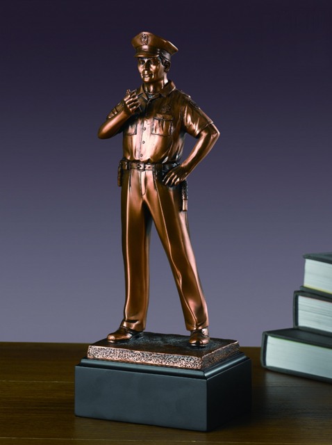 F Police Man Bronze Plated Resin Sculpture