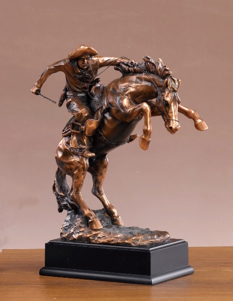 F Pony Express Bronze Plated Resin Sculpture