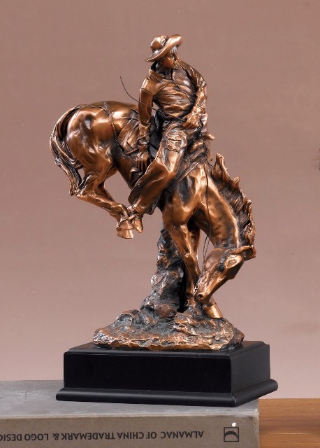 F Bronco Buster Bronze Plated Resin Sculpture