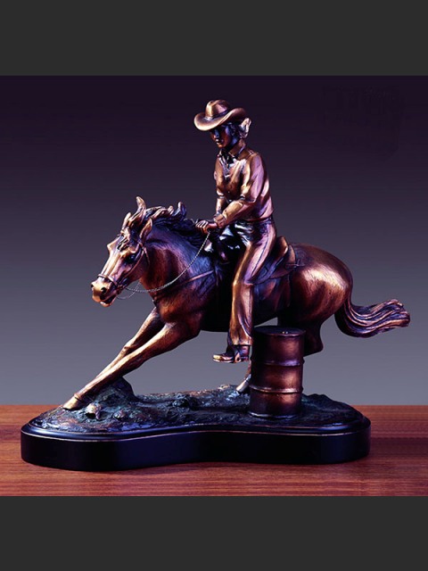 F Barrel Racer Bronze Plated Resin Sculpture