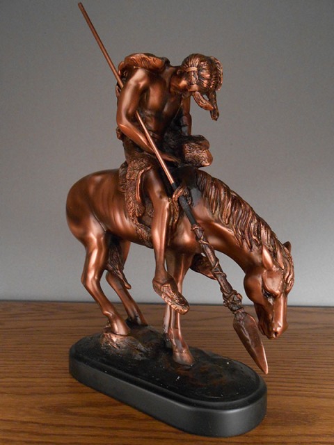 Indian Rider Bronze Plated Resin Sculpture