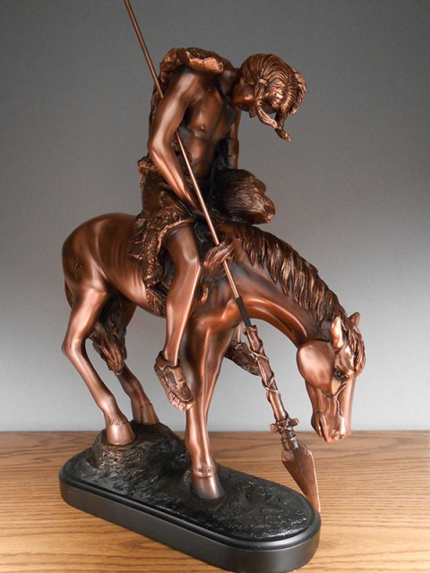 M1002 Indian Rider Bronze Plated Resin Sculpture