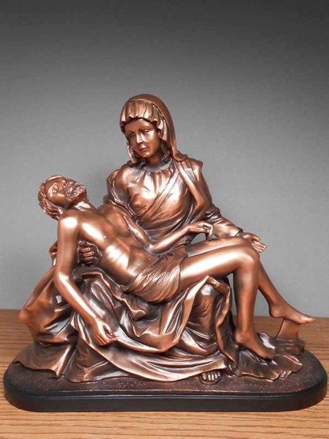 Pieta Bronze Plated Resin Sculpture