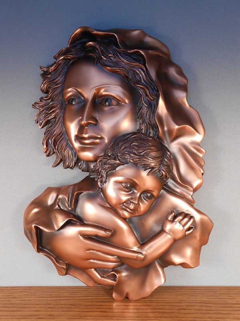 Virgin And Child Hanger Bronze Plated Resin Sculpture