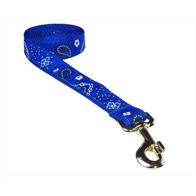 Sassy Dog Wear BANDANA BLUE3-L 6 ft. Bandana Dog Leash- Blue - Medium