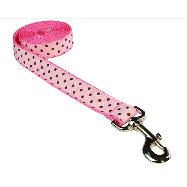 Sassy Dog Wear POLKA DOT-PINK-BROWN3-L 6 ft. Polka Dot Dog Leash- Pink & Brow...