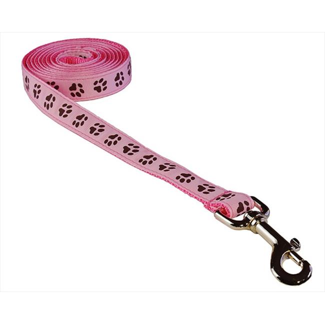 Sassy Dog Wear PUPPY PAWS-LT. PINK-CHOC.3-L 6 ft. Puppy Paws Dog Leash- Pink ...