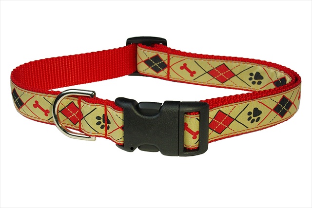Picture of Sassy Dog Wear ARGYLE TAN4-C Argyle Dog Collar- Tan - Large