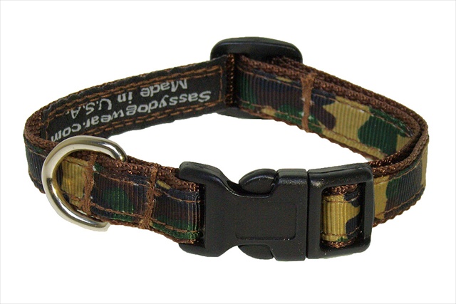 Picture of Sassy Dog Wear CAMOUFLAGE-TAN-GRN1-C Camouflage Dog Collar - Tan & Green- Extra Small