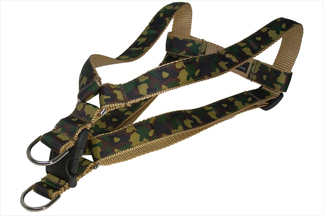 Picture of Sassy Dog Wear CAMOUFLAGE-TAN-GRN2-H Camouflage Dog Harness - Tan & Green- Small