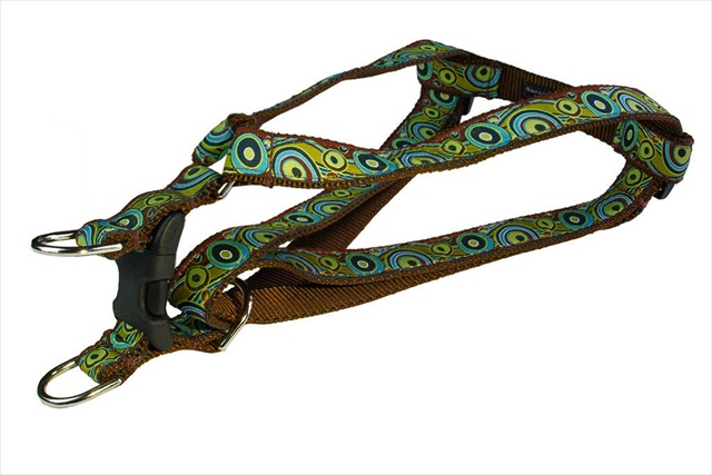 Picture of Sassy Dog Wear CIRCLES AND WAVES-GRN3-H Circles And Waves Dog Harness- Green - Medium