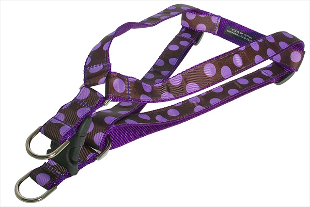 Picture of Sassy Dog Wear DOT - ORCHID-CHOCOLATE2-H Dot Dog Harness- Orchid & Chocolate - Small