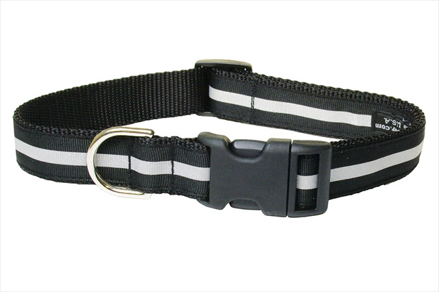 Picture of Sassy Dog Wear REFLECTIVE - BLACK1-C Reflective Dog Collar- Black - Small