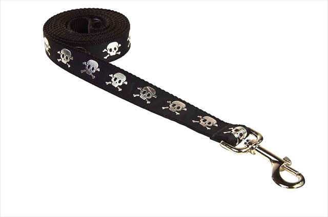 Picture of Sassy Dog Wear REFLECTIVE SKULL-BLACK2-L 4 ft. Reflective Skull Dog Leash- Black - Small