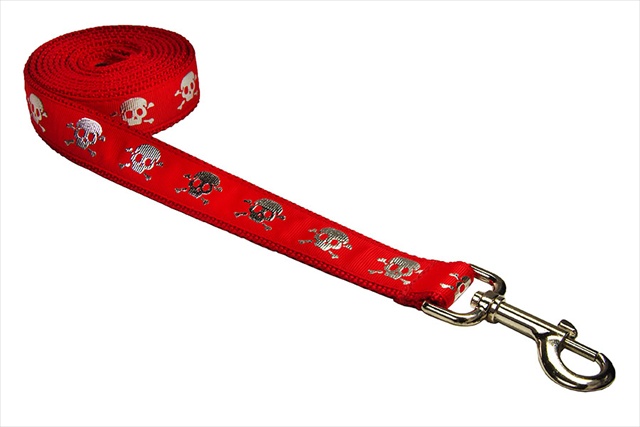 Picture of Sassy Dog Wear REFLECTIVE SKULL-RED2-L 4 ft. Reflective Skull Dog Leash- Red - Small
