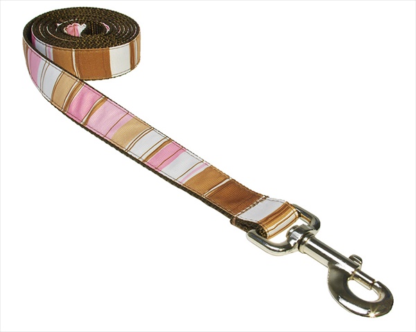 Picture of Sassy Dog Wear STRIPE-BROWN-MULTI2-L 4 ft. Stripe Dog Leash- Brown - Small