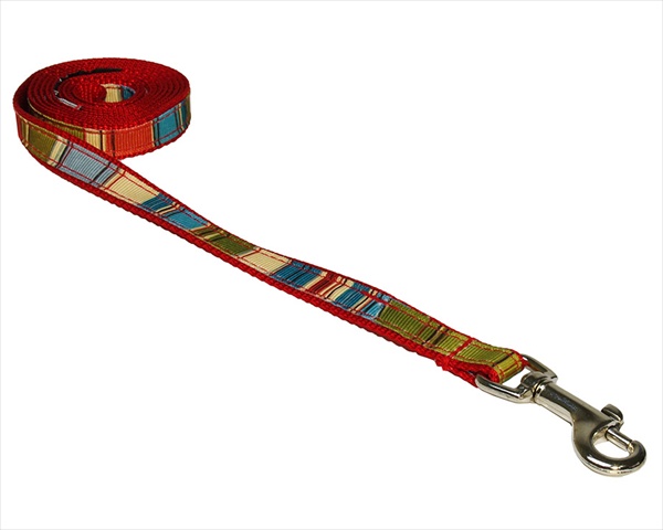 Picture of Sassy Dog Wear STRIPE-RED-MULTI1-L 4 ft. Multi Stripe Dog Leash- Red - Extra Small