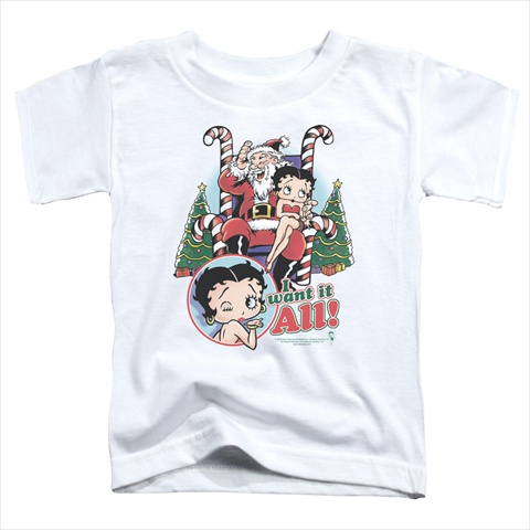Boop-I Want It All - Short Sleeve Toddler Tee - White, Medium 3T