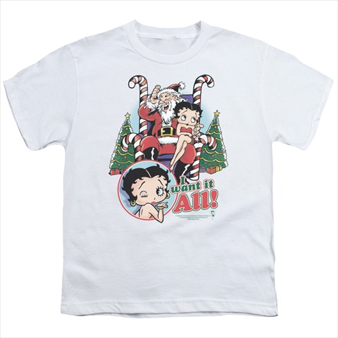 Boop-I Want It All - Short Sleeve Youth 18-1 Tee - White- Large