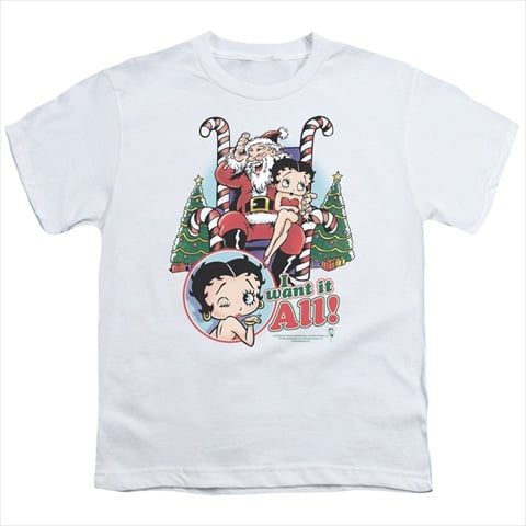 Boop-I Want It All - Short Sleeve Youth 18-1 Tee - White- Extra Large