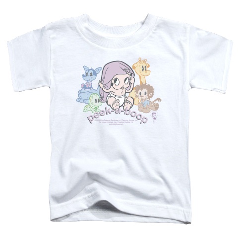 Boop-Peek A Boo - Short Sleeve Toddler Tee - White- Large 4T