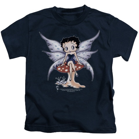 Boop-Mushroom Fairy - Short Sleeve Juvenile 18-1 Tee - Navy- Medium 5-6