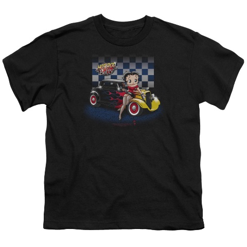 Boop-Hot Rod Boop - Short Sleeve Youth 18-1 Tee - Black- Medium