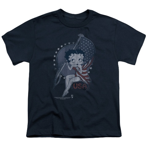 Boop-Proud Betty - Short Sleeve Youth 18-1 Tee - Navy, Medium