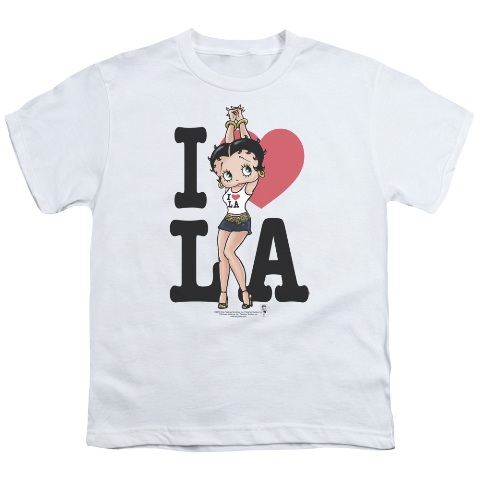 Boop-I Heart La - Short Sleeve Youth 18-1 Tee - White- Medium