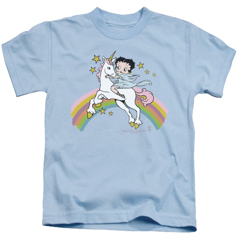 Boop-Unicorn & Rainbows - Short Sleeve Juvenile 18-1 Tee - Light Blue- Large 7