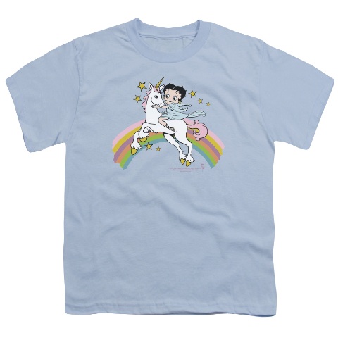 Boop-Unicorn & Rainbows - Short Sleeve Youth 18-1 Tee - Light Blue- Medium