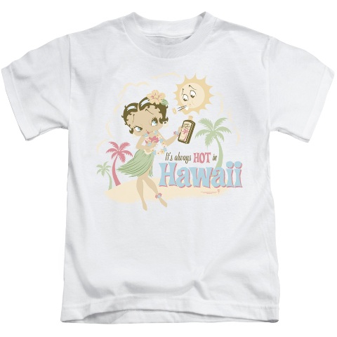 Boop-Hot In Hawaii - Short Sleeve Juvenile 18-1 Tee - White- Medium 5-6