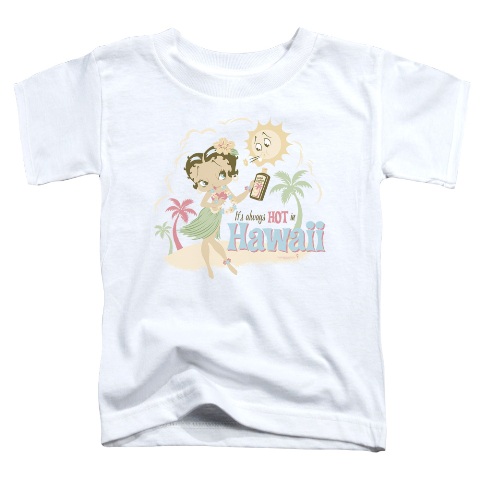 Boop-Hot In Hawaii - Short Sleeve Toddler Tee - White- Medium 3T