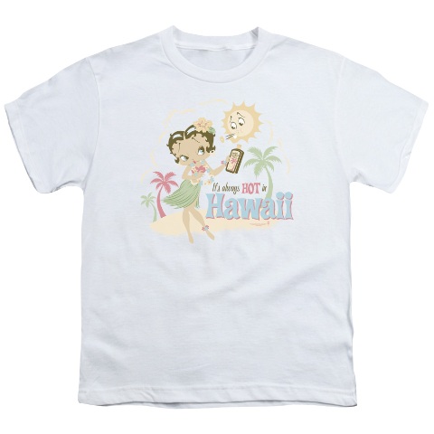 Boop-Hot In Hawaii - Short Sleeve Youth 18-1 Tee - White- Medium