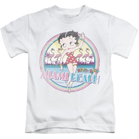 Boop-Miami Beach - Short Sleeve Juvenile 18-1 Tee - White- Medium 5-6