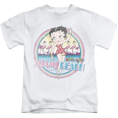 Boop-Miami Beach - Short Sleeve Juvenile 18-1 Tee - White- Large 7