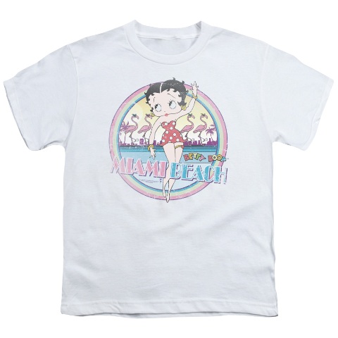 Boop-Miami Beach - Short Sleeve Youth 18-1 Tee - White- Medium