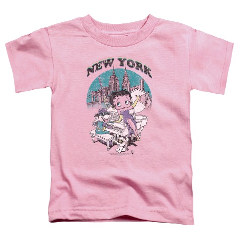 Boop-Singing In Ny - Short Sleeve Toddler Tee - Pink- Medium 3T