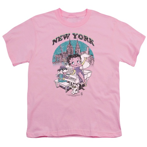 Boop-Singing In Ny - Short Sleeve Youth 18-1 Tee - Pink- Large