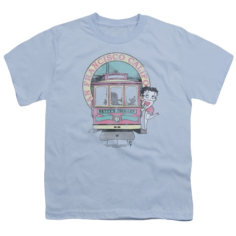 Boop-Bettys Trolley - Short Sleeve Youth 18-1 Tee - Light Blue- Medium