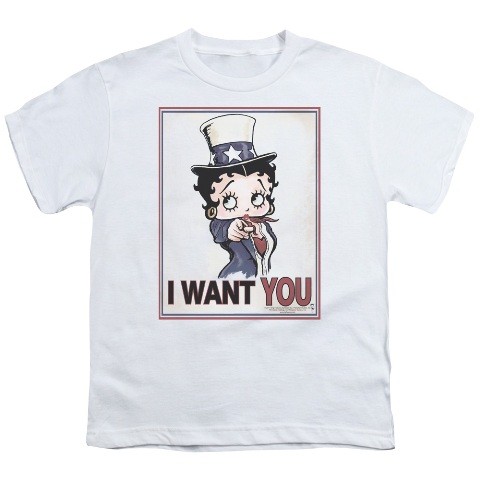 Boop-Auntie Boop - Short Sleeve Youth 18-1 Tee - White- Medium