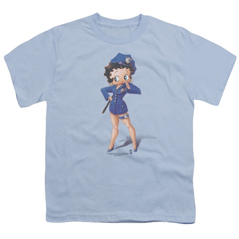 Boop-Officer Boop - Short Sleeve Youth 18-1 Tee - Light Blue, Medium